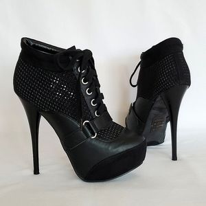 Shoedazzle | Cady by Scene black stiletto lace up booties